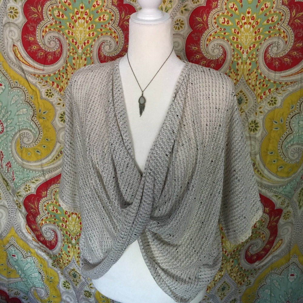 Crop Knit Sweater - Heather Gray